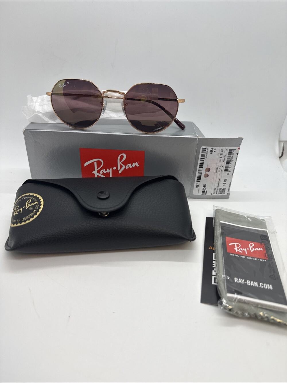 Ray-Ban RB3565 Jack Round Sunglasses Rose Gold/Mirrored Gradient Polarized $280